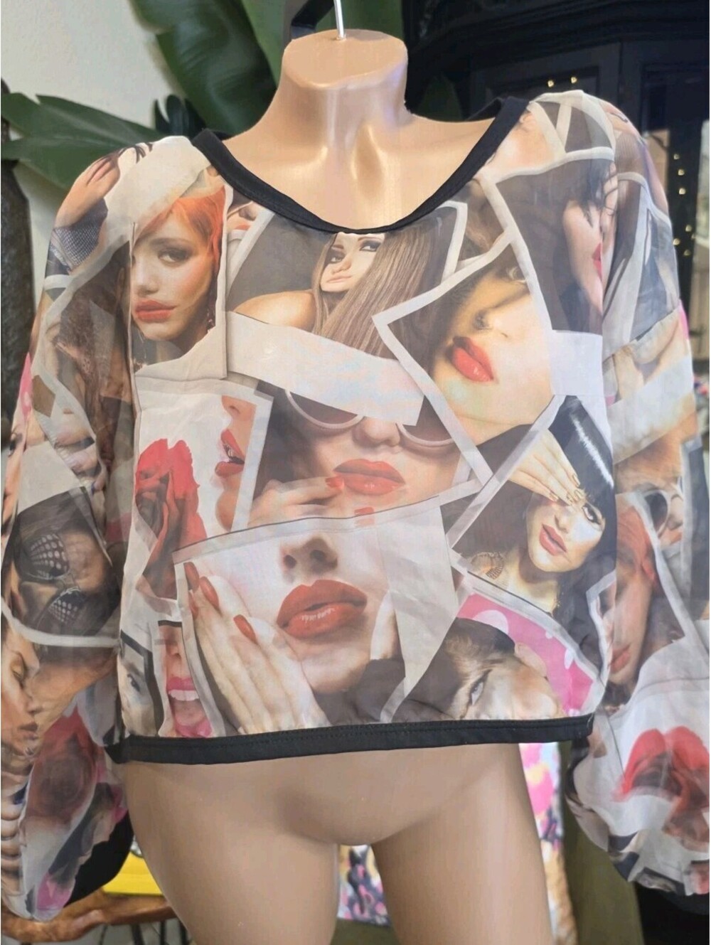 Vintage Blush Glamour Magazine Collage Crop Top Fits M Oversized Retro Pop